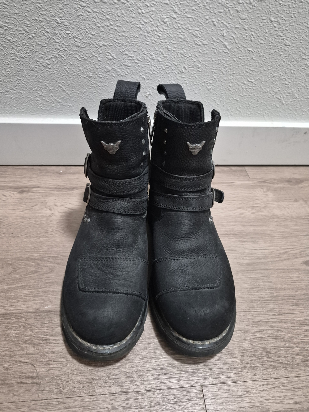 Harley Davidson Black Soft Leather Buckle Boots. Womens Size 8. - Picture 3 of 15
